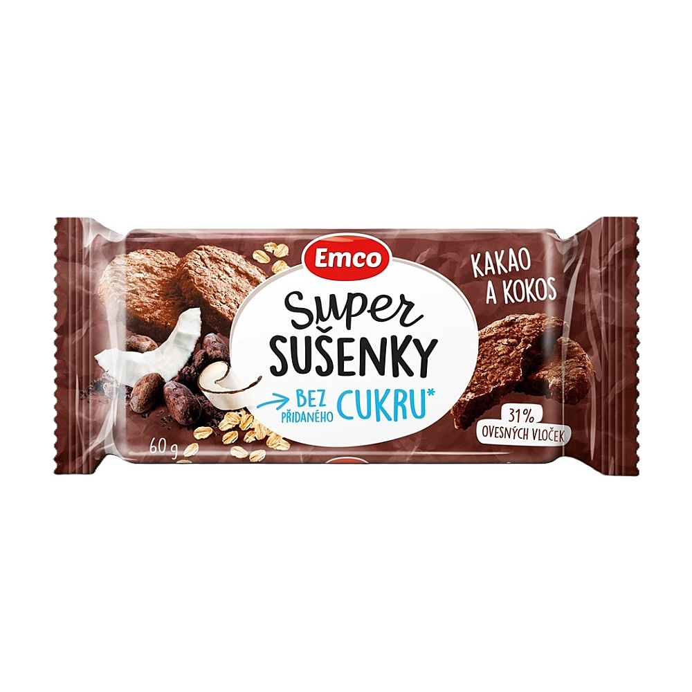 EMCO Super sušenky kakao a kokos 60g