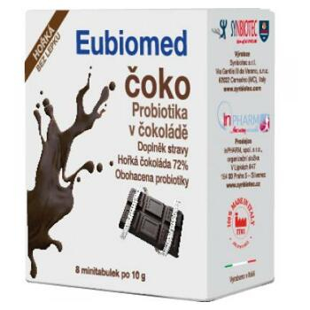 EUBIOMED Hořká čokoláda s probiotiky 8x10 g