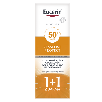 EUCERIN SUN  Extra lehké mléko na opalování Sensitive Protect SPF 50+ 2x150 ml (1+1 zdarma)