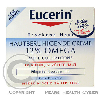 EUCERIN Omega 12% Krém na obličej + tělo 75ml