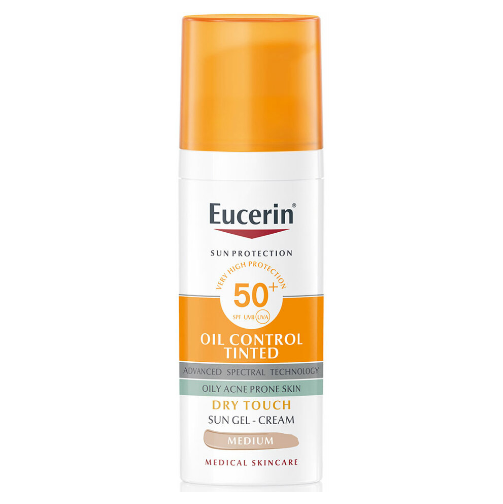 E-shop EUCERIN Sun OilControlTinted Krémový gel na opalování na obličej SPF50+ tmavý 50 ml