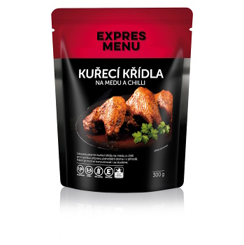 EXPRES MENU Kuřecí křídla na medu a chilli 300 g (Bezlepková hotová jídla a polévky) - Slané, Nízkosacharidové (Low Carb)