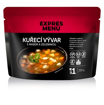 EXPRES MENU Kuřecí vývar s masem a zeleninou 330 g (Bezlepková hotová jídla a polévky)
