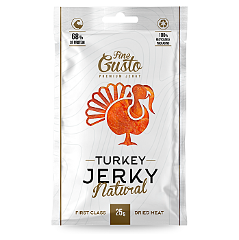 FINE GUSTO Krůtí jerky 25 g (Krůtí sušené maso) - Proteinové, Do 65 % bílkovin