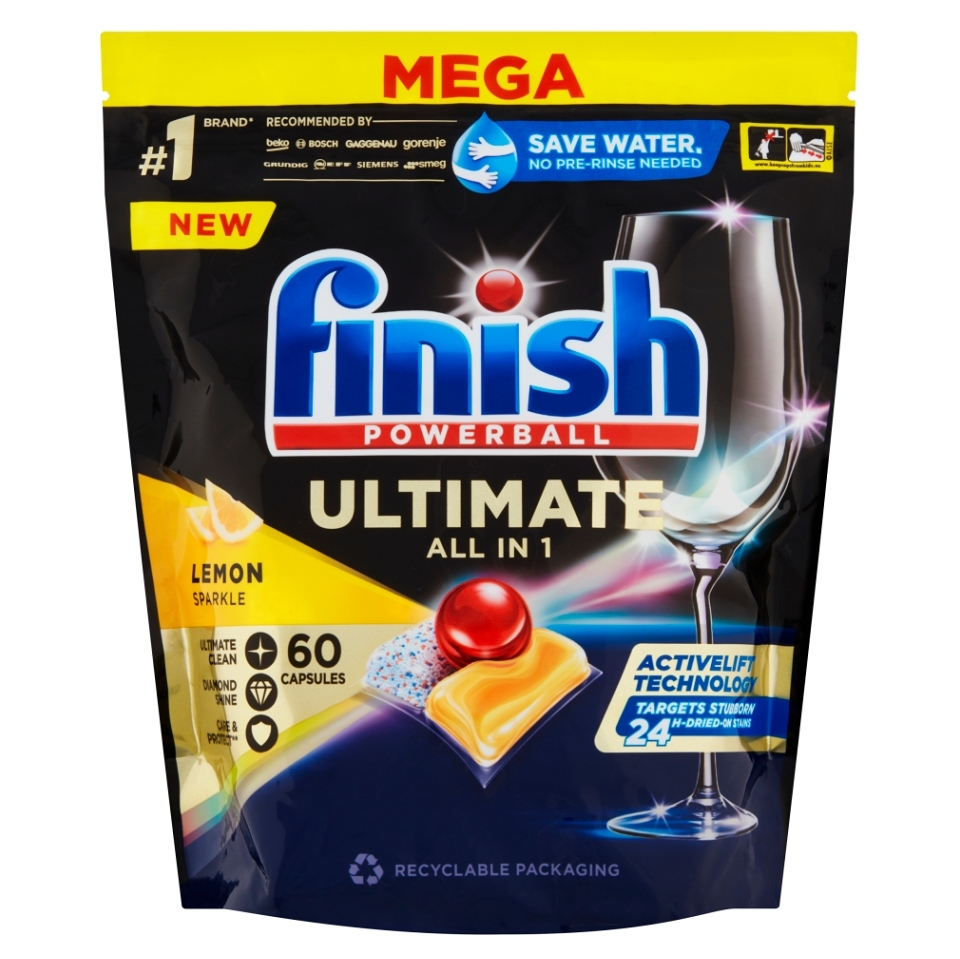 FINISH Ultimate All in 1 Kapsle do myčky nádobí Lemon Sparkle 60 ks