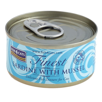 FISH4CATS Finest sardinka s mušlemi konzerva pro kočky 70 g, expirace 31.08.2024