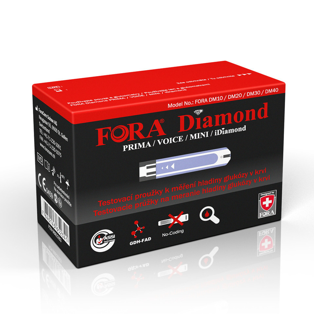 FORA Testovací proužky ke glukometrům Diamond 50 kusů