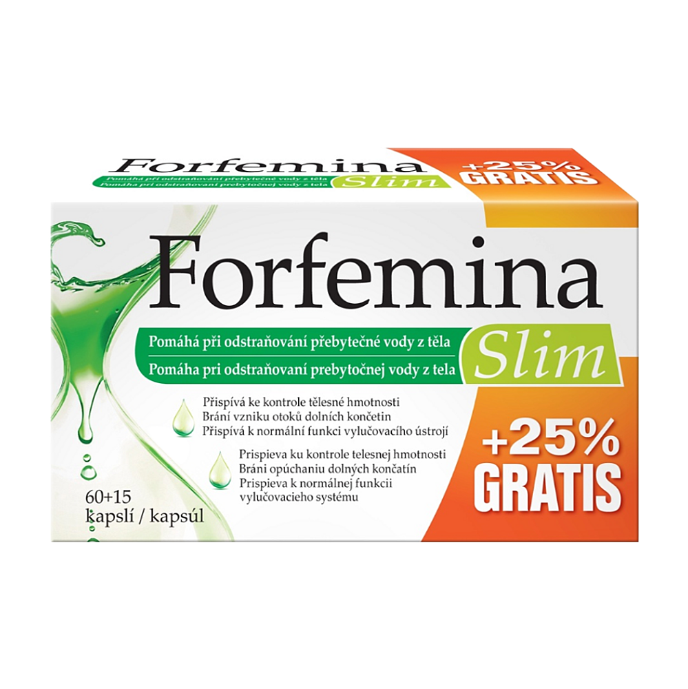 Forfemina Slim odvodnění těla 25% GRATIS 75 kapslí koupíte na Lekarna.cz