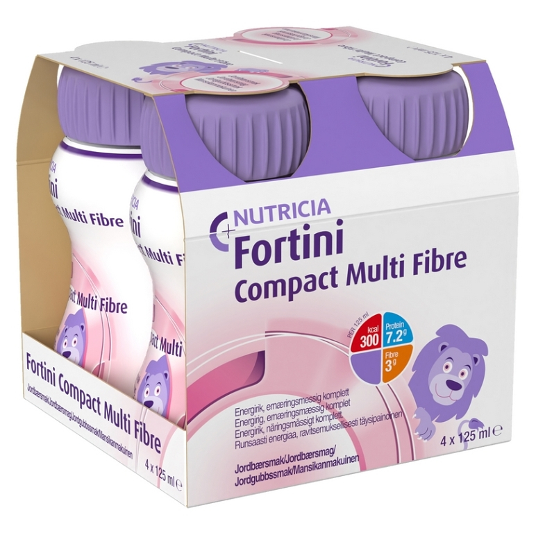 E-shop FORTINI Compact multi fibre s příchutí jahodovou 4 x 125 ml