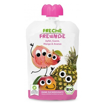 FRECHE FREUNDE Bio ovocná kapsička jablko, guave, mango a ananas 6m+ 100 g (Svačinové kapsičky)