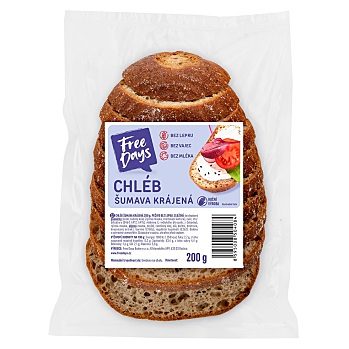 FREE DAYS Bezlepkový chléb šumava krájená 200 g (Čerstvé bezlepkové pečivo)