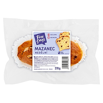 FREE DAYS Bezlepkový mazanec 270 g (Čerstvé bezlepkové pečivo)