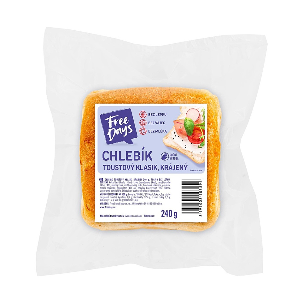 FREE DAYS Chlebík toust bílý krájený 240 g