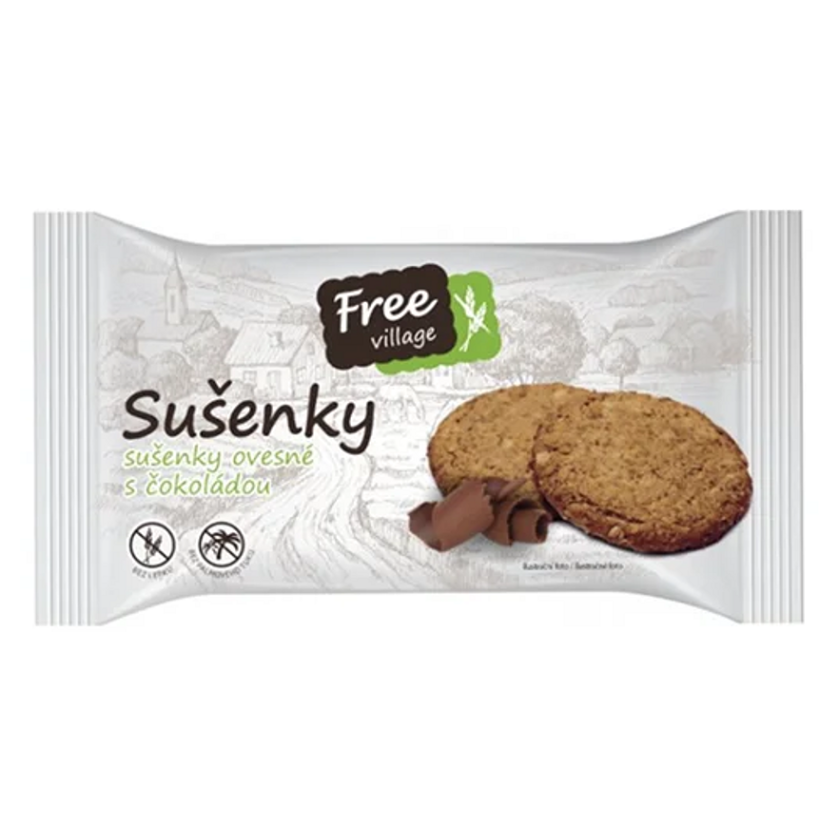 E-shop FREEVILLAGE Sušenky ovesné s čokoládou bez lepku 50 g