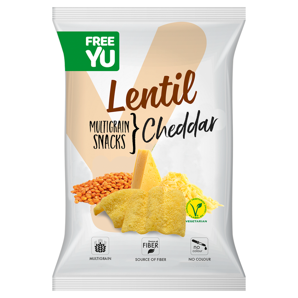 Levně FREEYOU Lentil multigrain snack cheddar chipsy 70 g