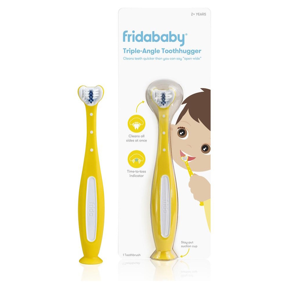 Levně FRIDABABY Tooth hugger 3D zubní kartáček žlutý 1 kus