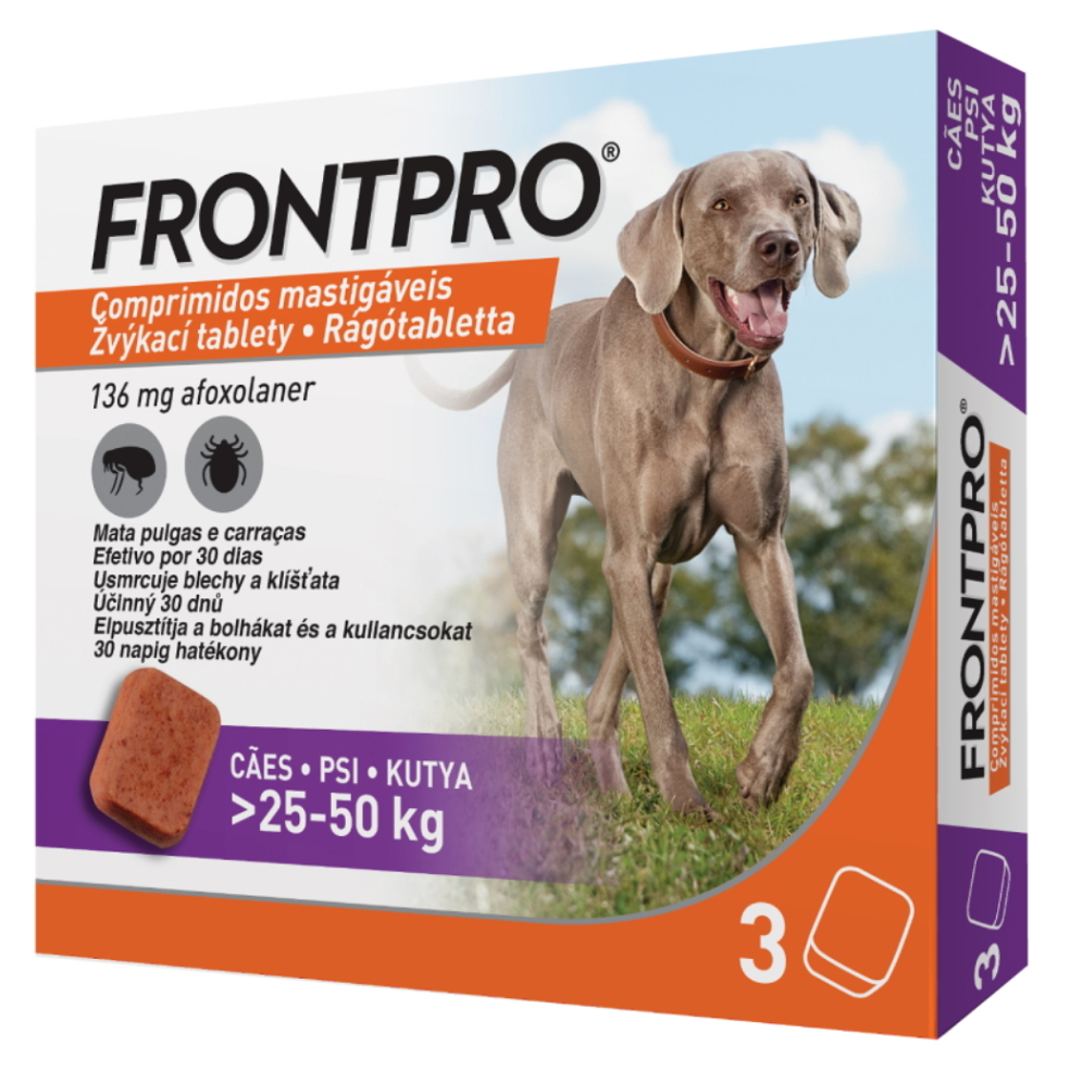 E-shop FRONTPRO® antiparazitární žvýkací tablety pro psy (25-50 kg) 136 mg 3 kusy
