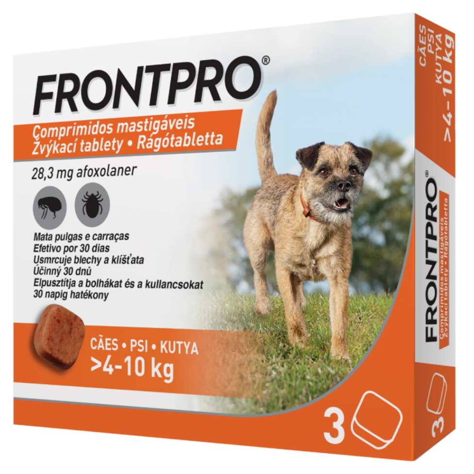 E-shop FRONTPRO® antiparazitární žvýkací tablety pro psy (4-10 kg) 28,3 mg 3 kusy