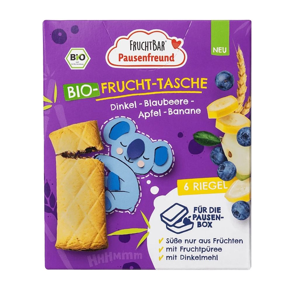 FruchtBar BIO Špaldové taštičky jablko, borůvky a banán 6x22 g