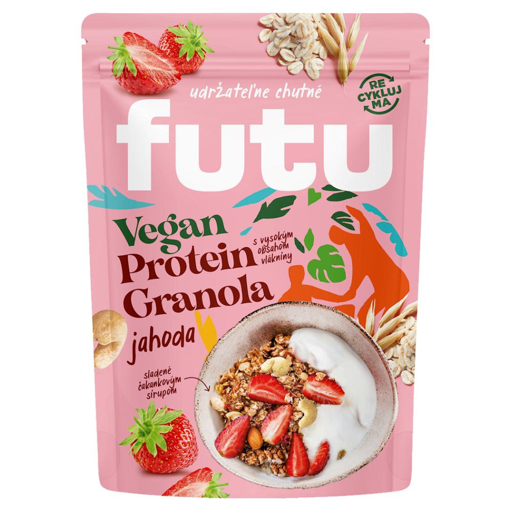 Levně FUTU Proteinová granola s jahodami a ořechy vegan 350 g