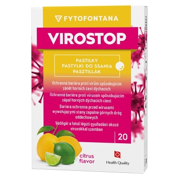 VIROSTOP Pastilky citrus 20 kusů (Na bolest v krku) - Přírodní, Bylinné, Dezinfekční, Osvěžující dech