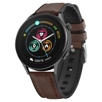 GARETT ELECTRONICS Smartwatch Men Elegance RT tmavě hnědá kůže chytré hodinky (Chytré hodinky)