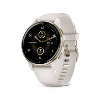 GARMIN Venu 2 Plus, nerezová luneta Cream Gold, pouzdro White, silikonový řemínek sportovní hodinky