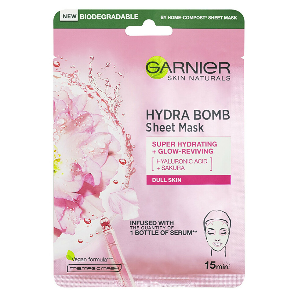 E-shop GARNIER Skin Naturals Hydra Bomb Textilní maska Sakura 28 g