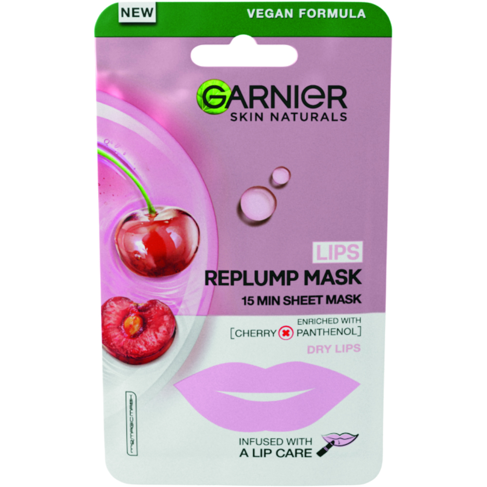 Levně GARNIER Skin Naturals Textilní maska rty Cherry 5 g