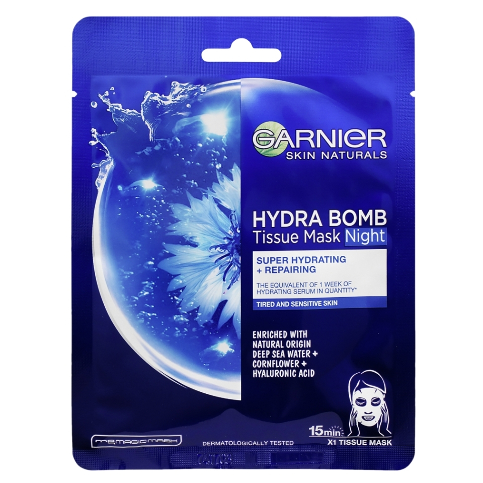 Levně GARNIER Skin Naturals Hydra Bomb Textilní maska noční 28 g