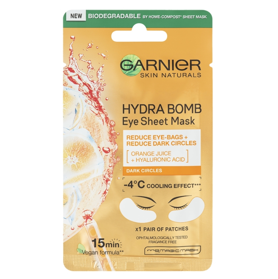 E-shop GARNIER Skin Naturals Hydra Bomb Textilní oční maska Pomeranč 6 g