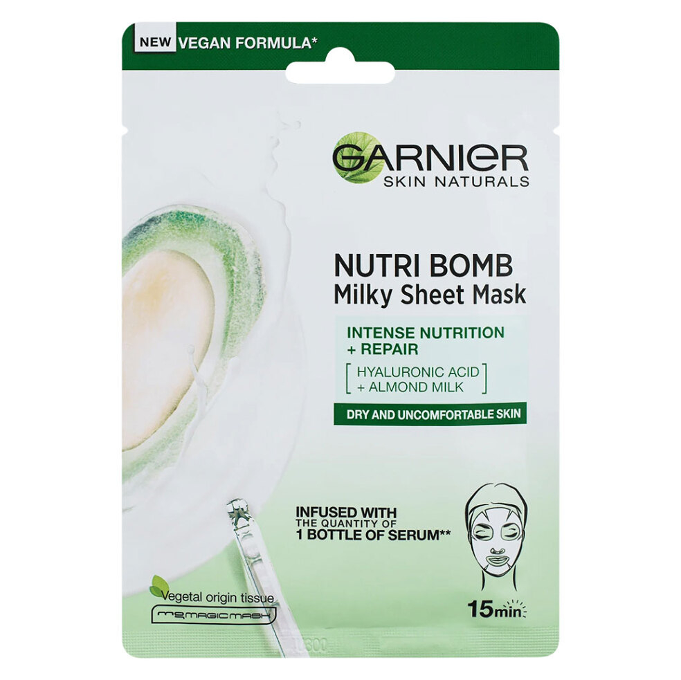 Levně GARNIER Skin Naturals Nutri Bomb Textilní maska s mandlovým mlékem 28 g