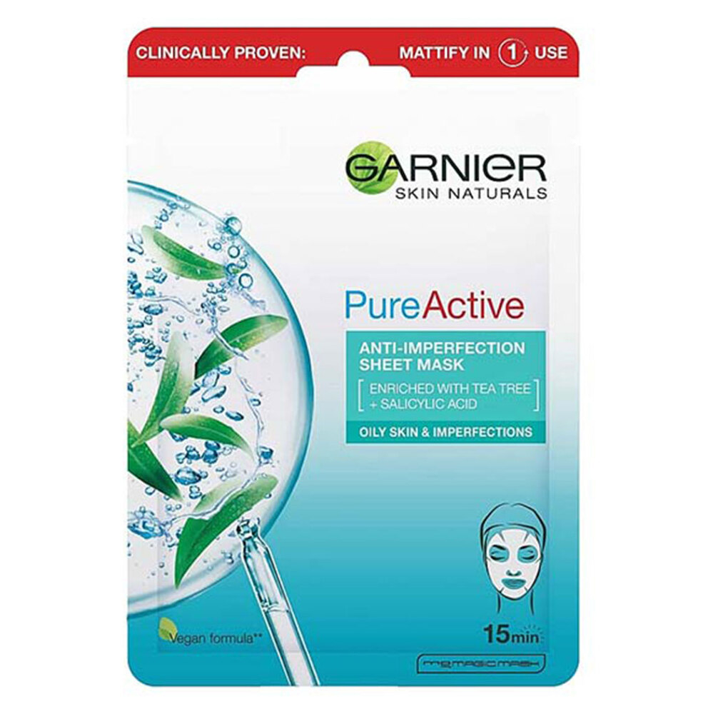 Levně GARNIER Skin Naturals Pure Active Textilní maska Tea Tree 28 g