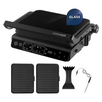 CONCEPT GE3600 Kontaktní gril s teplotní sondou (Grily) - Kontaktní, Elektrické, S termoregulací, Časovač