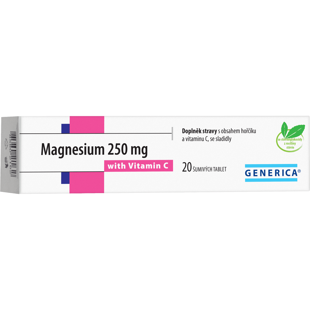 E-shop GENERICA Magnesium citrát 250 mg s vitaminem C 20 šumivých tablet