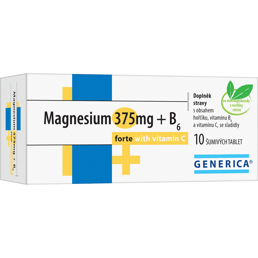 E-shop GENERICA Magnesium citrát 375 mg + B6 forte + vitamin C 10 šumivých tablet