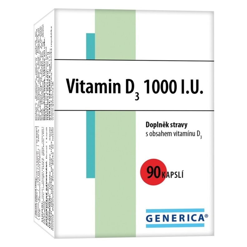 Levně GENERICA Vitamin D3 1000 I.U. 90 kapslí