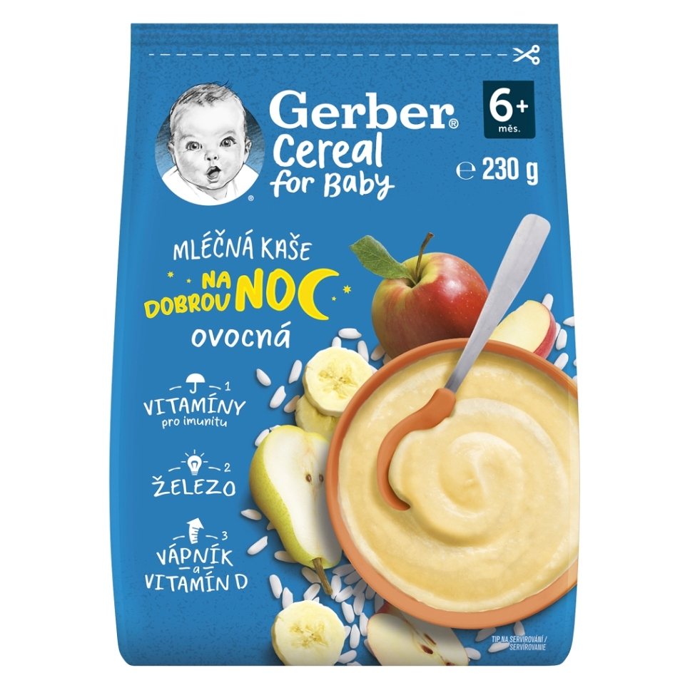 E-shop GERBER Cereal mléčná kaše ovocná na dobrou noc 6m+ 230 g