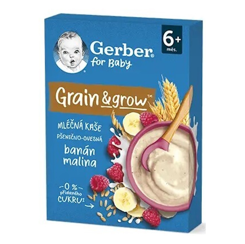 E-shop GERBER Mléčná kaše pšenično-ovesná malina banán 200 g 6m+