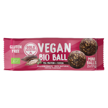 GOLDNUTRITION Vegan ball hrachový protein a kakao 2 x 17 g BIO, expirace