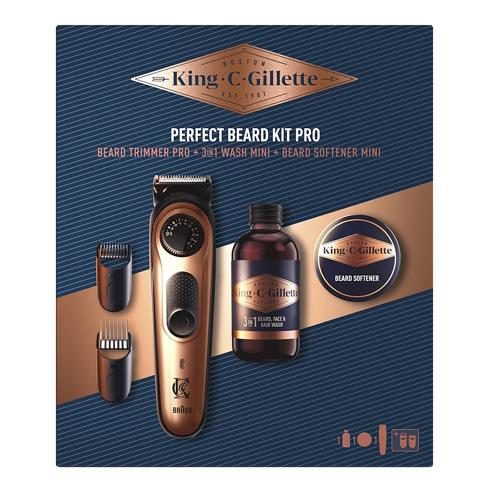 GILLETTE Dárková kazeta King C zastřihovač + šampón 60 ml + balzám 25 ml