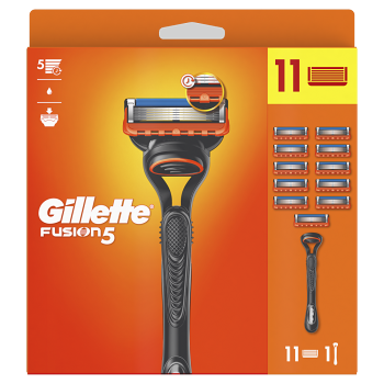 GILLETTE Fusion5 Holící strojek + Náhradní hlavice 11 kusů (Holicí strojky s vyměnitelnou hlavicí) - Klasické