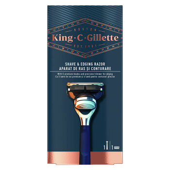GILLETTE King Shave&Edginf Holící strojek + 1 náhradní hlavice