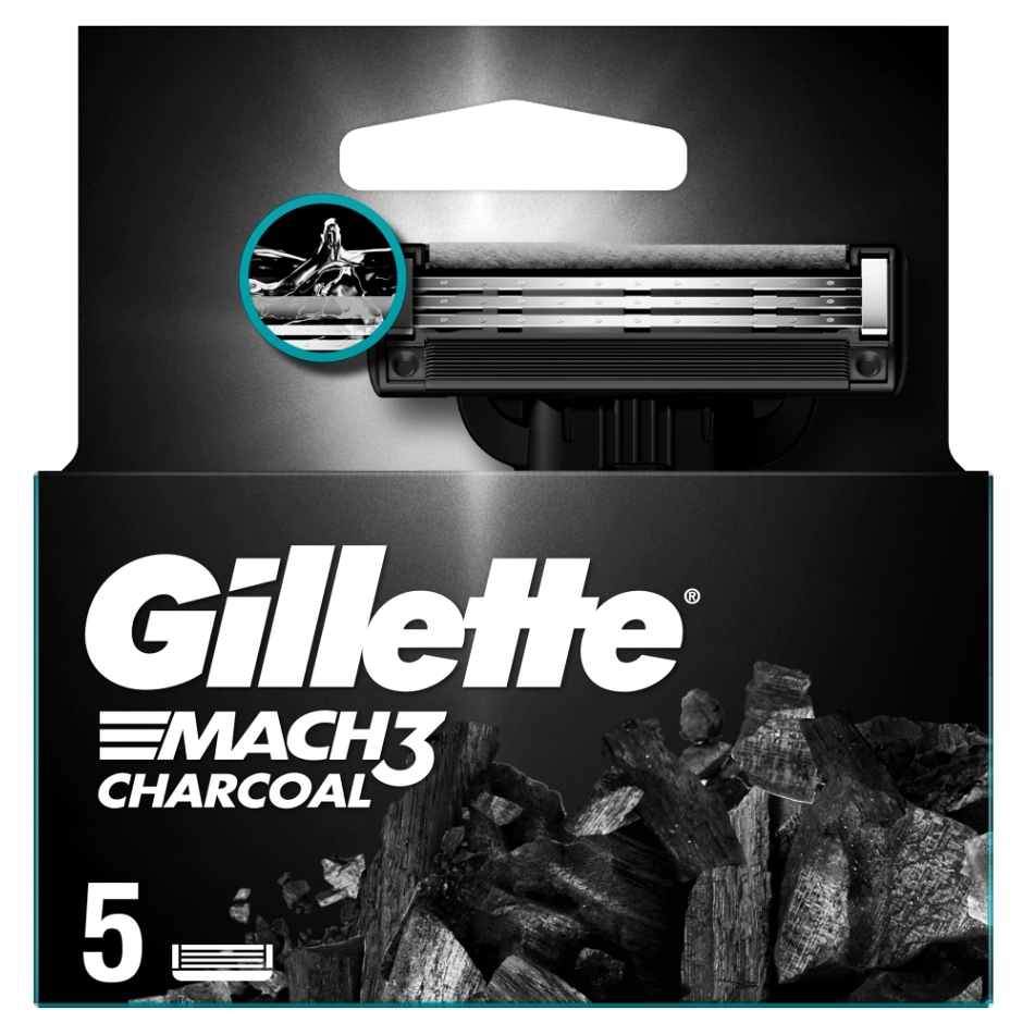 GILLETTE Mach3 Náhradní hlavice Charcoal 5 kusů