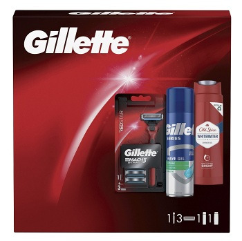 GILLETTE Mach3 Start Holící strojek 1 ks + náhradní hlavice 3 ks + gel na holení 200 ml + sprchový gel 250 ml Dárkové balení, poškozený obal