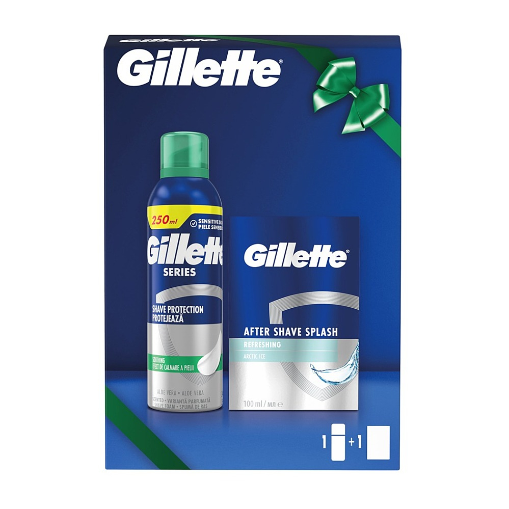 GILLETTE Vánoční kazeta Sensitive pěna 250 ml a voda po holení 100 ml