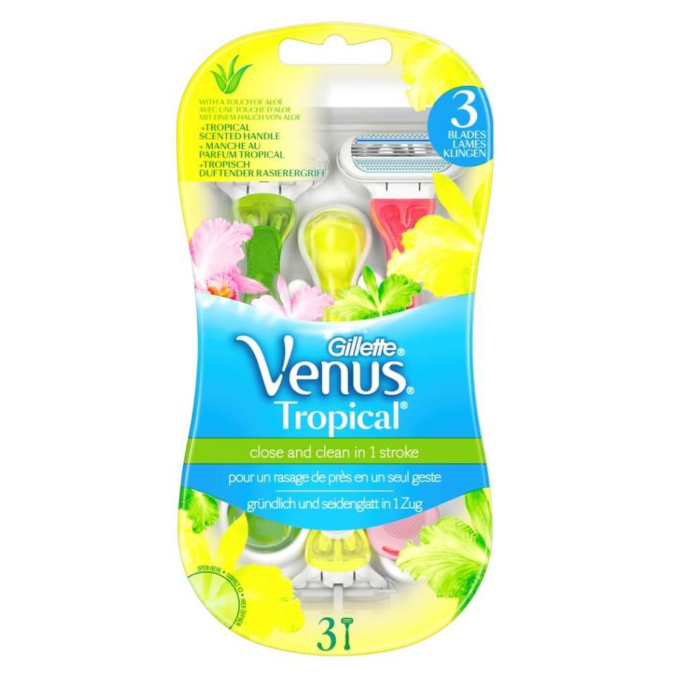 Fotografie Gillette Venus Venus Dámská pohotová holítka Tropical 3 ks
