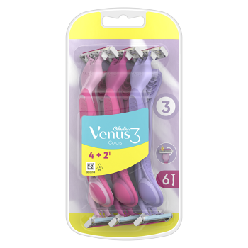 GILLETTE Venus3 Yellow Dámská pohotová holítka 6 kusů (Dámská jednorázová holítka) - Jednorázové