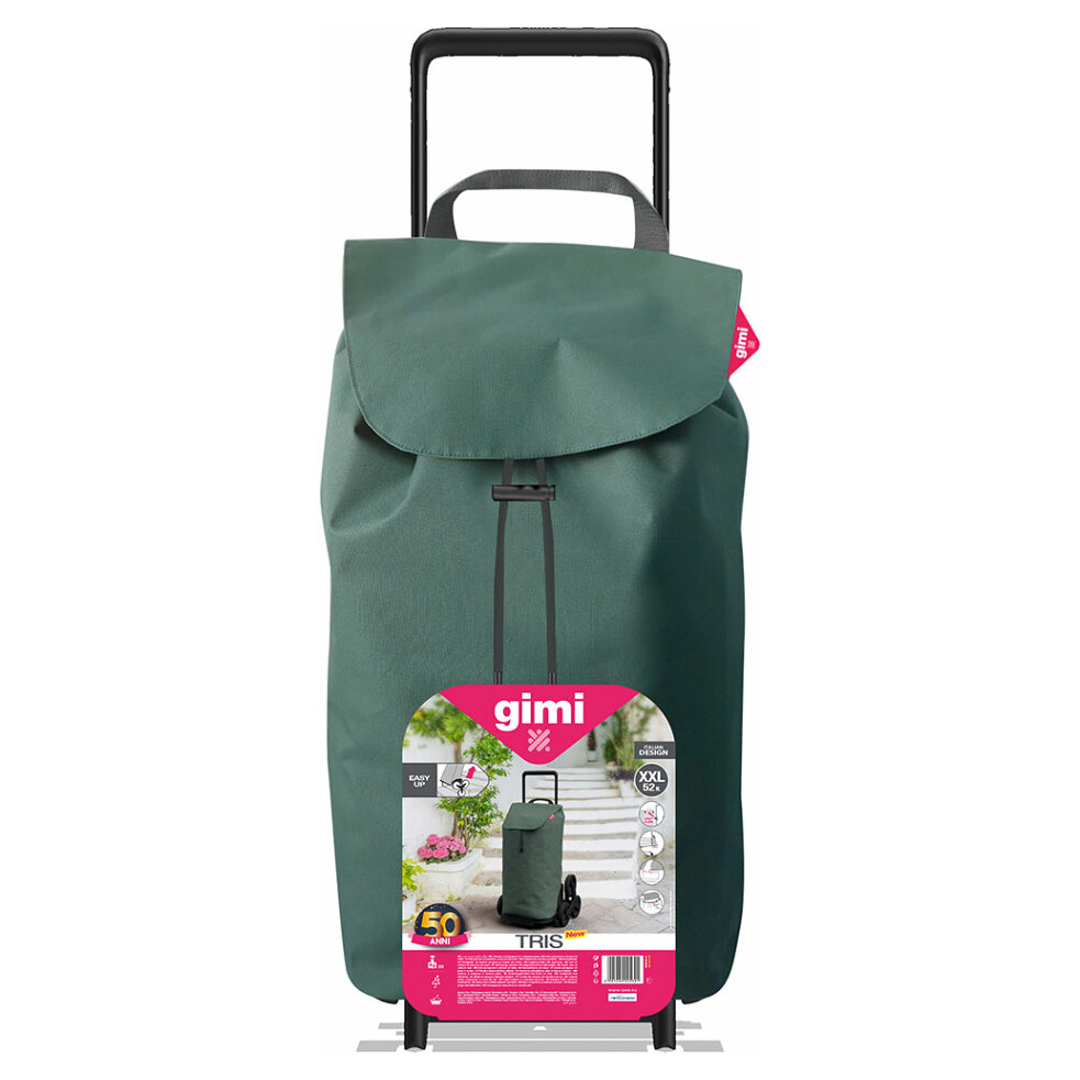 E-shop GIMI Tris Floral nákupní vozík zelený 52 l