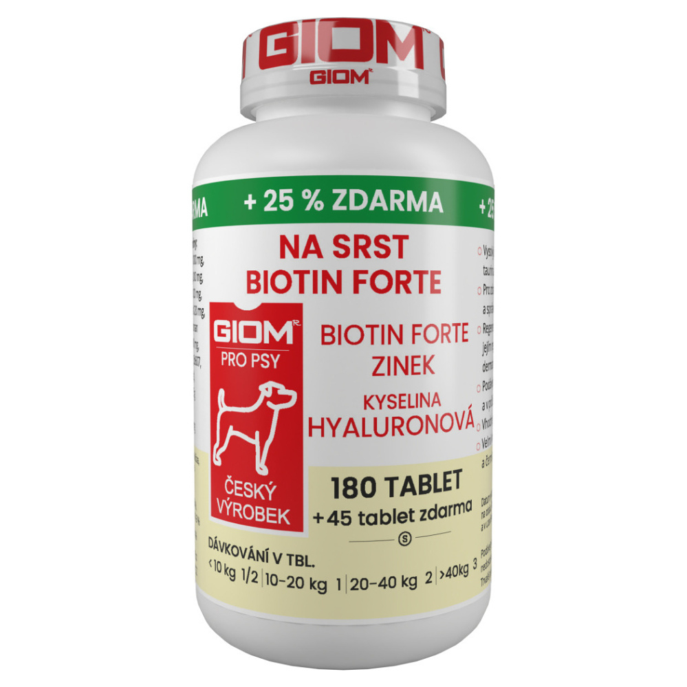 Levně GIOM Na srst Biotin forte 180 tablet + 25% zdarma